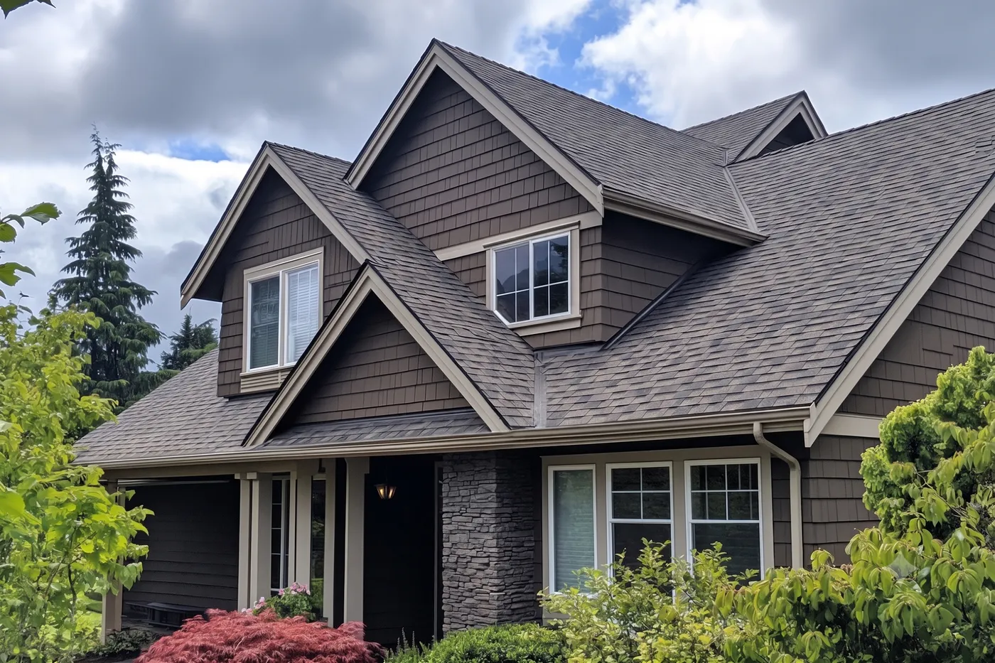 New architectural shingle roof on a craftsman home